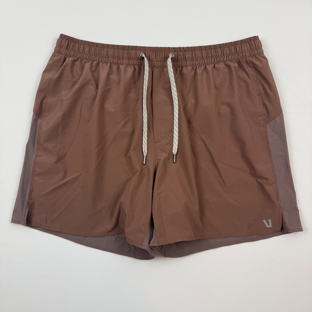 Vuori Kore Short V376 Mens Brown Athletic Performance Lined Shorts Size Large